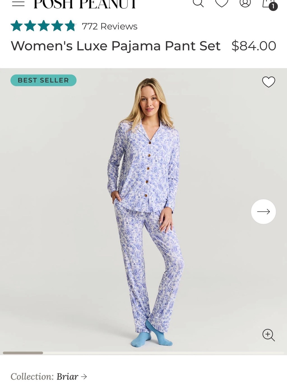 Posh Peanut Lavender Floral Women's Luxe Pajama Set